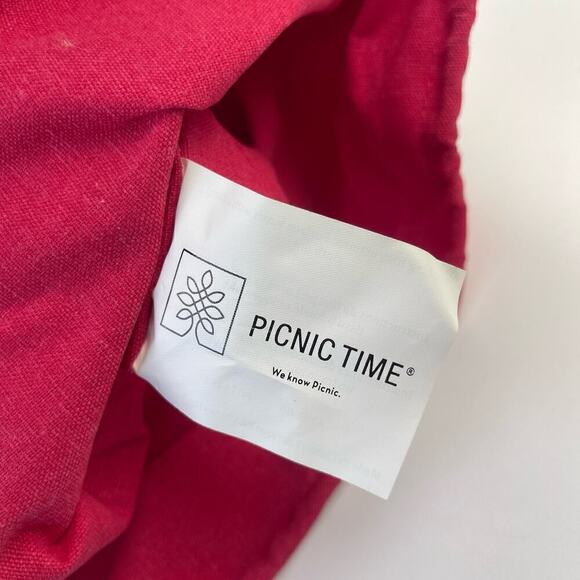 Picnic Time Coronado Canvas and Willow Basket Tote Navy Blue White Striped - Picture 14 of 16